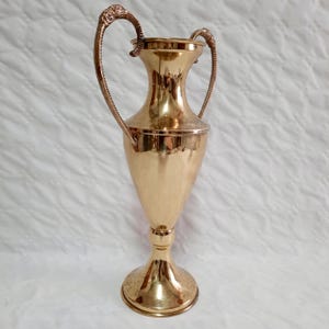 Vintage Amphora Vase. Brass Amphora with Handles. Decorative Vase