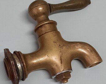 A set of brass faucets.Old faucet. Brass faucet for water. Retro plumbing