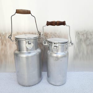 Vintage aluminium melkbusset: retro keukendecor, made in Portugal