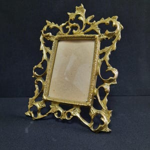 Antique Victorian brass rococo frame. Decorative photo frame. Vintage Portugal.