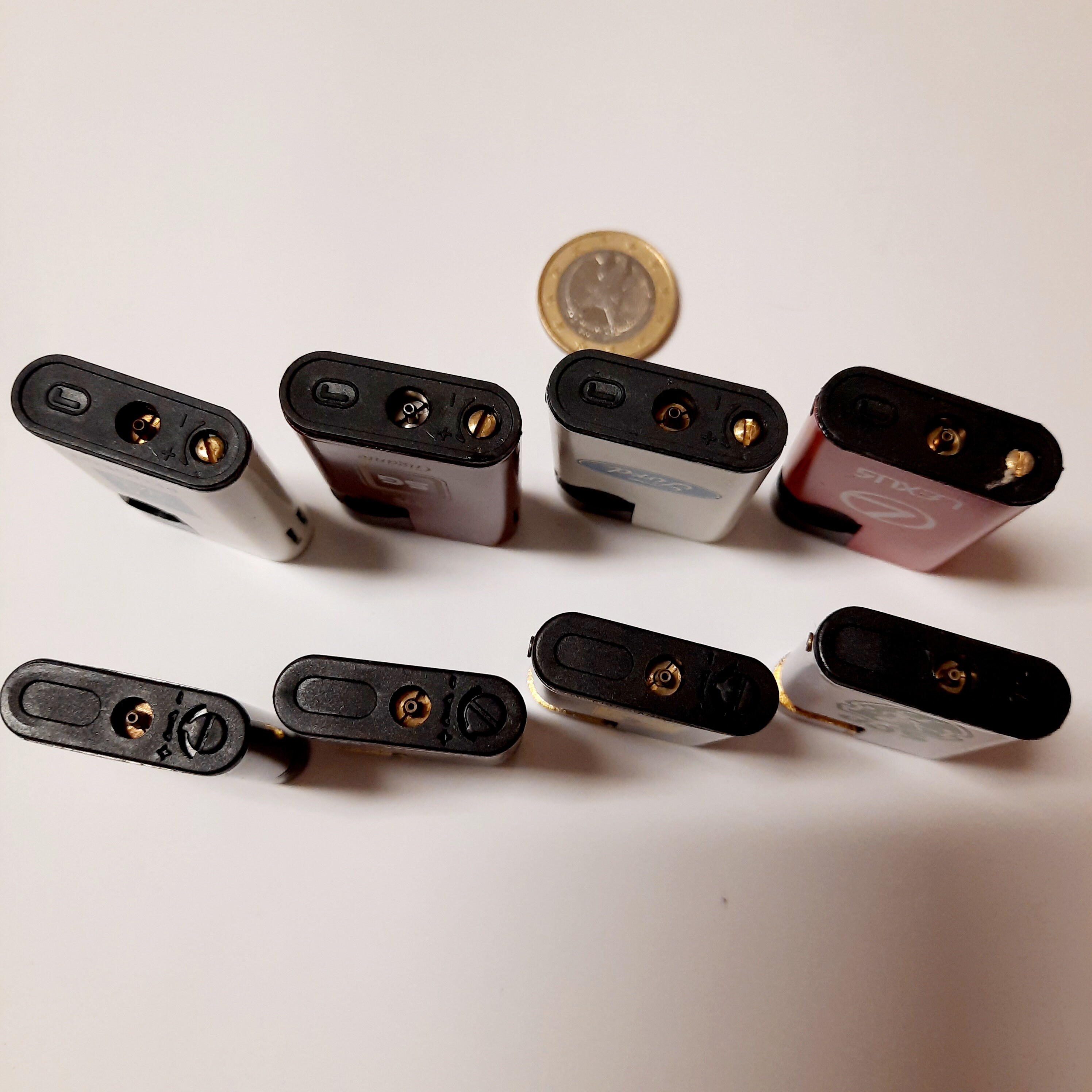 Vintage Lighters. Metal Lighters With Logos of Automobile Brands. Gas