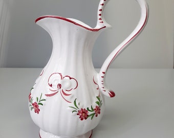 Weiße Vintage Keramik Kanne. Vase - Krug. Krug zum Waschen. Rustikaler Krug.