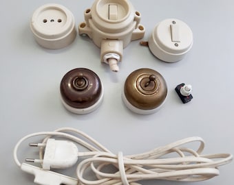 Electric switches antique 4 pcs. Light switches ceramic, brass,plastic