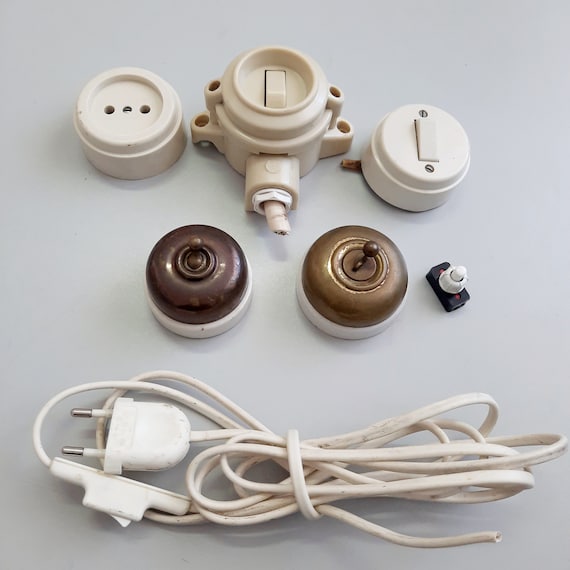 Interruptor de pared de porcelana Retro Vintage, interruptor de luz de  latón, interruptor de palanca para