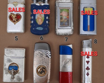 Vintage lighters.Gift lighters.Fancy shape lighters. Collection of lighters.