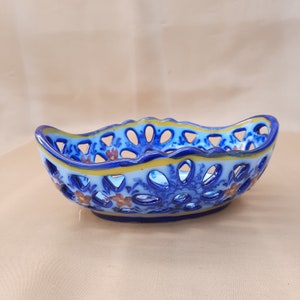 Fruteira da Vestal Alcobaça. Cerâmica azul. Cerâmica vintage de Alcobaça.