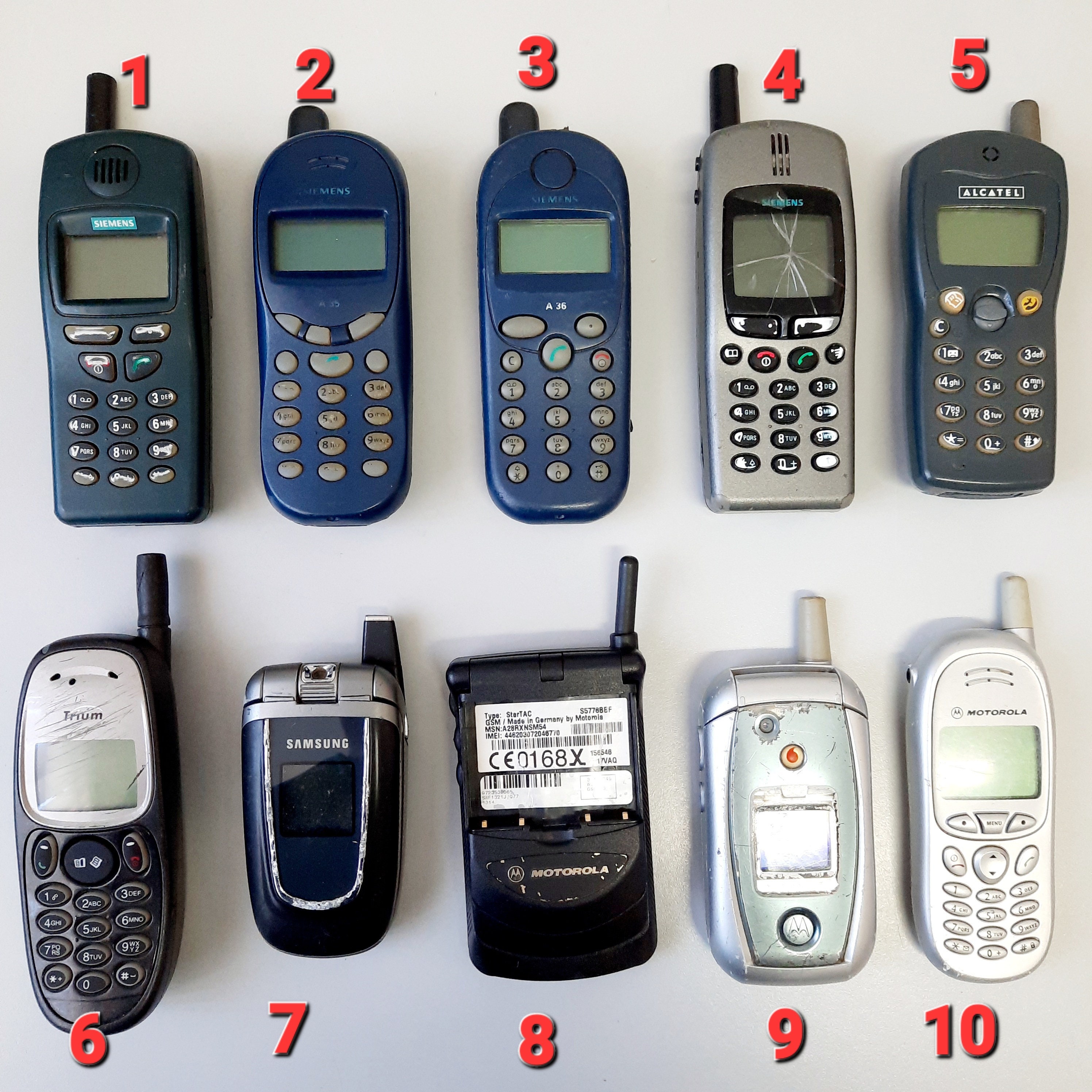 10 Vintage Mobile Phones Ericsson, Motorola, Alcatel, Trium, Samsung