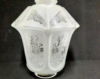 Vintage Art Deco Frosted Glass Lampshade with Pattern
