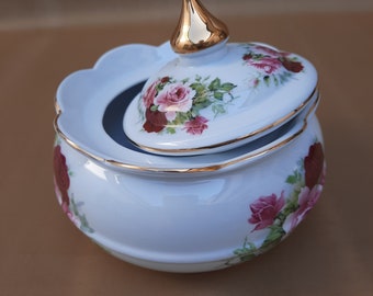 Vintage sugar bowl. exquisite porcelain sugar bowl