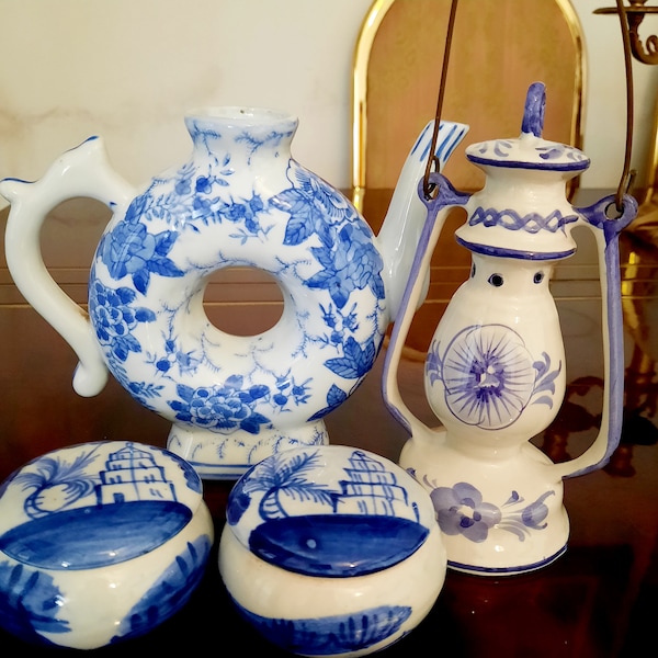 Blue and White Teapot Lamp Etsy