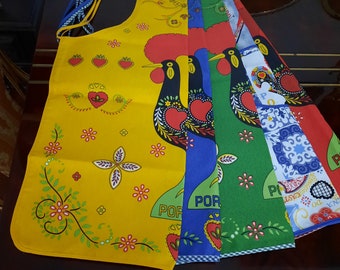 Kitchen apron, cotton apron, portuguese apron, portuguese rooster apron, colorful cotton apron.