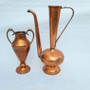 Vintage Copper Jugs - Antique Decorative Set, Handcrafted, Oriental Style