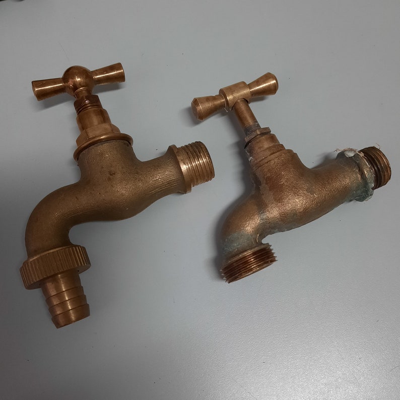 Old faucet. Brass faucet for water. Retro plumbing image 3