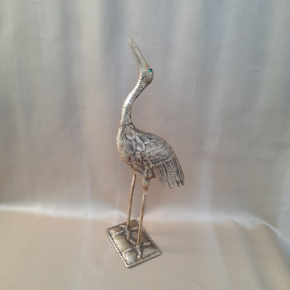 Crane Statue .vintage Figurine of a Crane. Portuguese Brass. Etsy