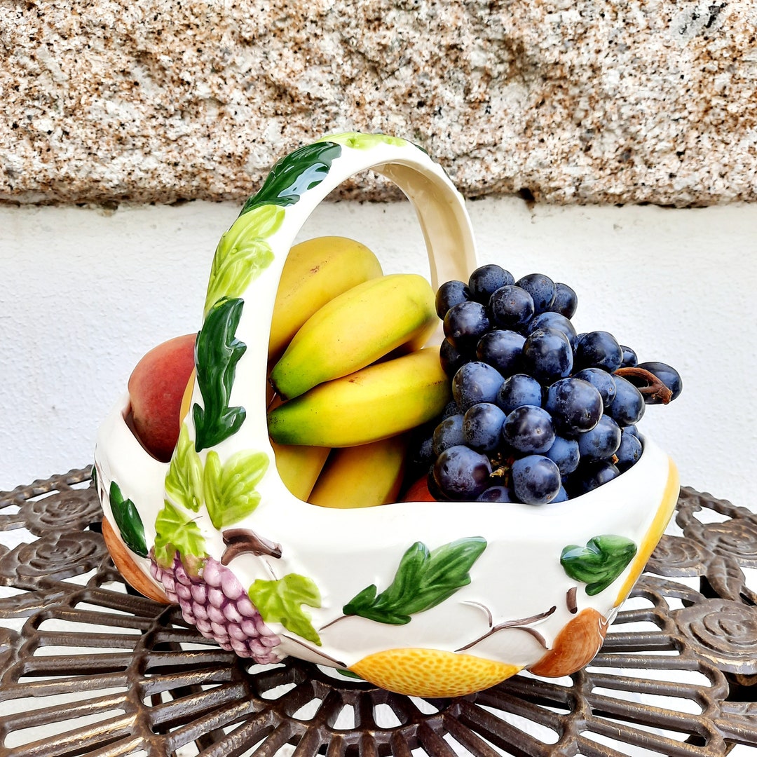 Vintage Ceramic Fruit Basket. Large Fruit Vase. Vase With Handle. Vase ...