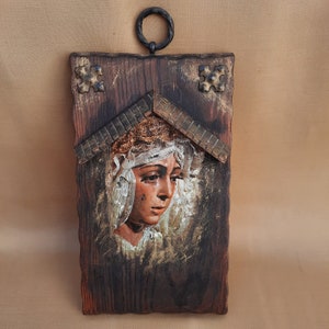 Foto op het bord geschreven. Foto Esperança Macarena. Wanddecoratie.