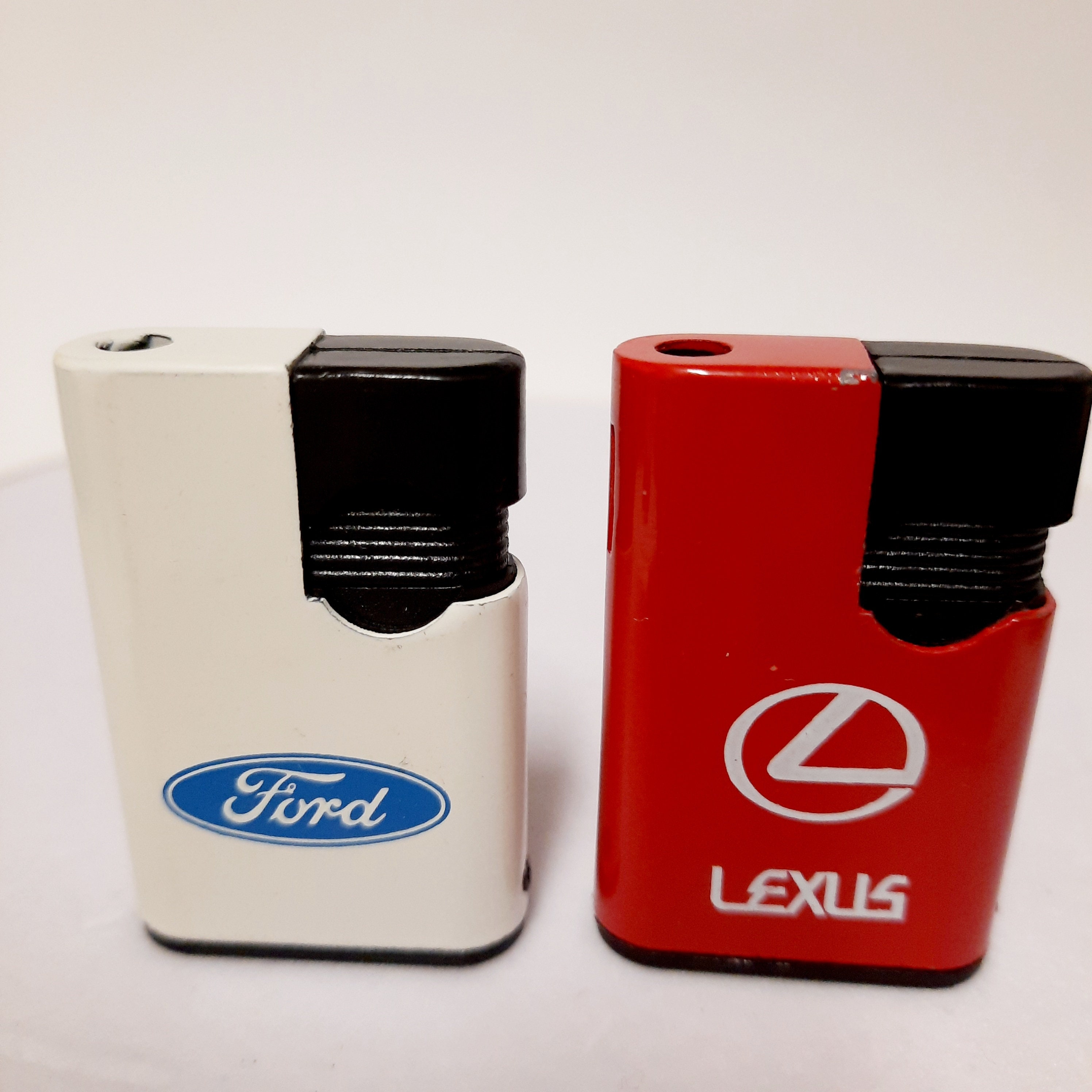 Vintage Lighters. Metal Lighters With Logos of Automobile Brands. Gas Lighter. Mini Lighter