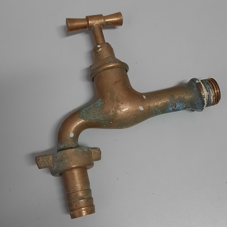 Old faucet. Brass faucet for water. Retro plumbing image 4
