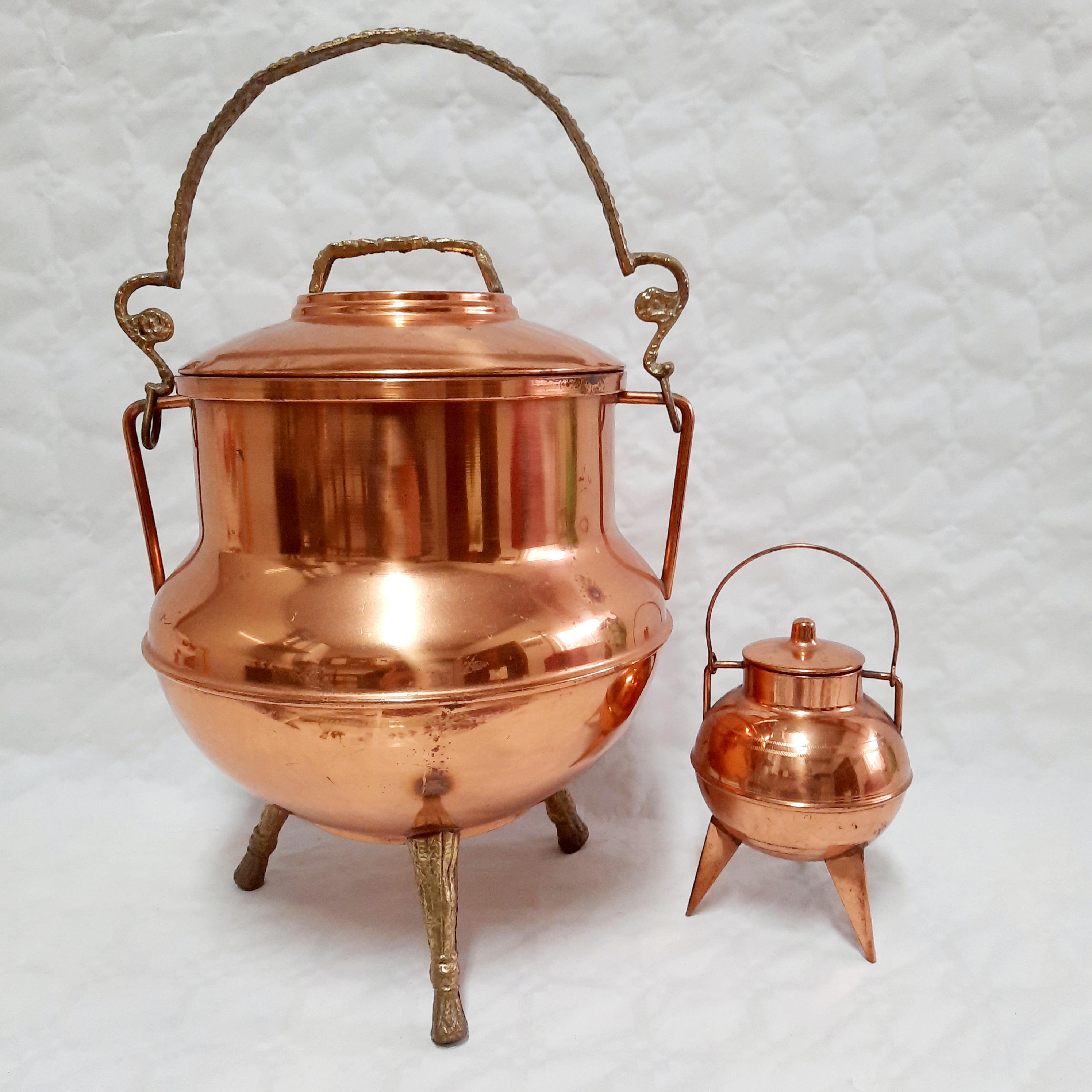 ヴィンテージのポルトガル製蓋付き銅鍋：手作り魔女の大釜 - Etsy 日本