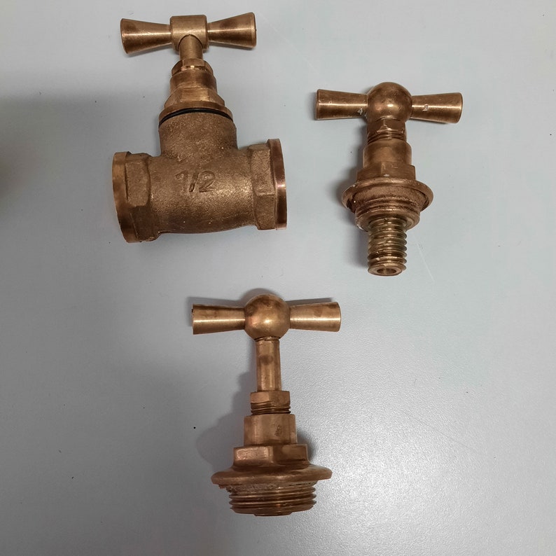 Old faucet. Brass faucet for water. Retro plumbing image 6