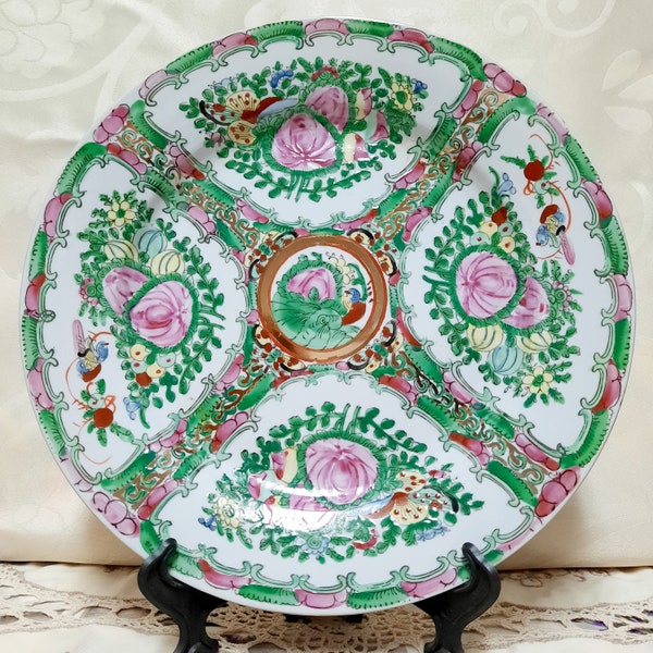 Vintage Chinese Famille Rose Plate, 10.2" Diameter