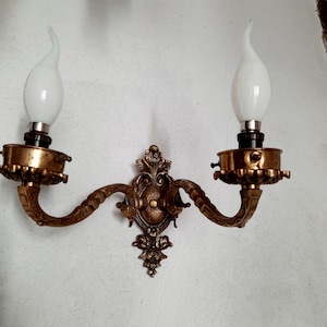 Set of vintage brass lamps. Portuguese wall lamps.