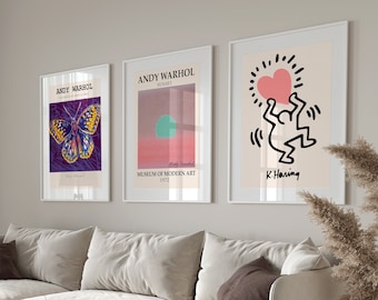 ウォーホル バタフライ、キース・ヘリング ラブ、サンセット プリントセット（デジタルダウンロード）