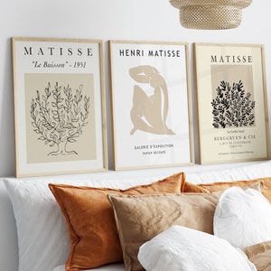 Matisse print Set of 3 digital Prints , Matisse Wall Art, Famous Canvas Wall Art , Gallery Wall Art Set, Mid Century Wall Art