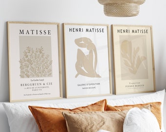 Matisse Exhibition Poster Set of 3, Beige Gallery Wall Art (Digital Download)