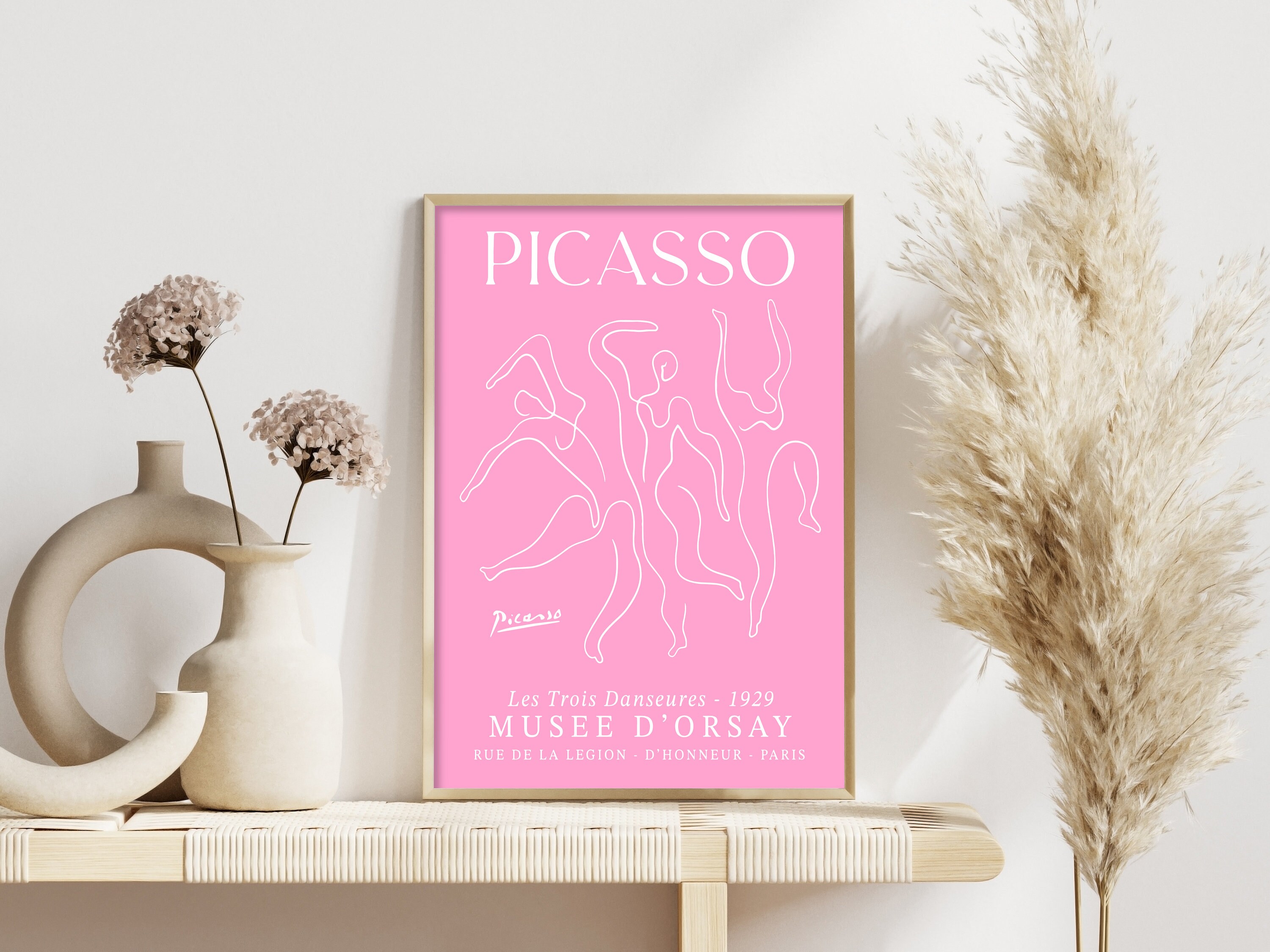 Set Di 3 Poster Henri Matisse E Picasso - Stampa Fiorita Rosa E Pastello - Quadro Moderno Per Soggiorno (40,6 X 61 Cm)