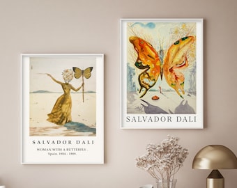 Set of 2 Salvador Dali famous Painting, Woman with a butterfly  and Venus, Exhibition Museum Poster, Digital Download