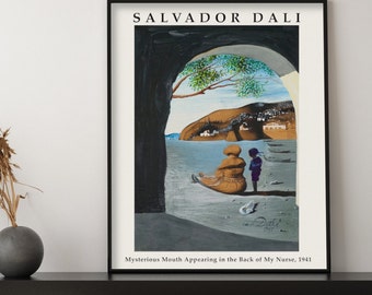 Salvador Dalì Print, Bouche Mysterieuse Apparaissant Sur Le Dos De Ma Nurse Art, Exhibition Gallery, Wall Art Paintings, Famous Poster