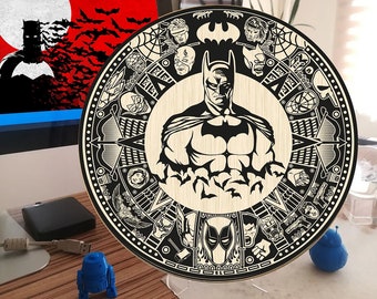Bat Superhero 6 Clipart Dark Knight Hero Comic Aztec Mayan Calender  Vector dxf ,svg, for CNC, digital art laser cut glowforge, silhouette
