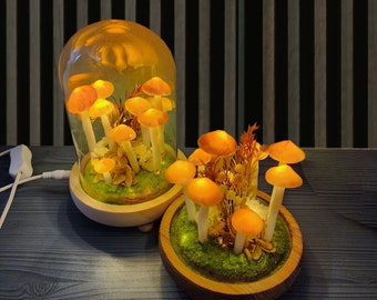 Lámpara de hongo naranja Bosque de hongos Luz nocturna hecha a mano Decoración del hogar Decoración del regalo de inauguración de la casa para el dormitorio Regalos de Navidad