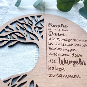 Baum des Lebens Holz. Lebensbaum. Familie Geschenk. Familienspruch
