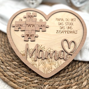 Mother gift Mother's Day wood. Birthday gift mom puzzle. Gift mom personalized. Sign with name and engraved flowers.