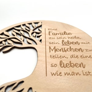 Baum des Lebens Holz. Lebensbaum. Familie Geschenk. Familienspruch