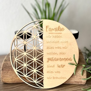 Lebensblume Holz. Spruch Familie. Geschenk Mama Oma Freundin