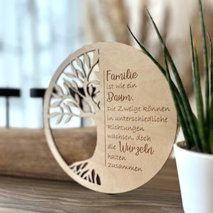 Baum des Lebens Holz. Lebensbaum. Familie Geschenk. Familienspruch
