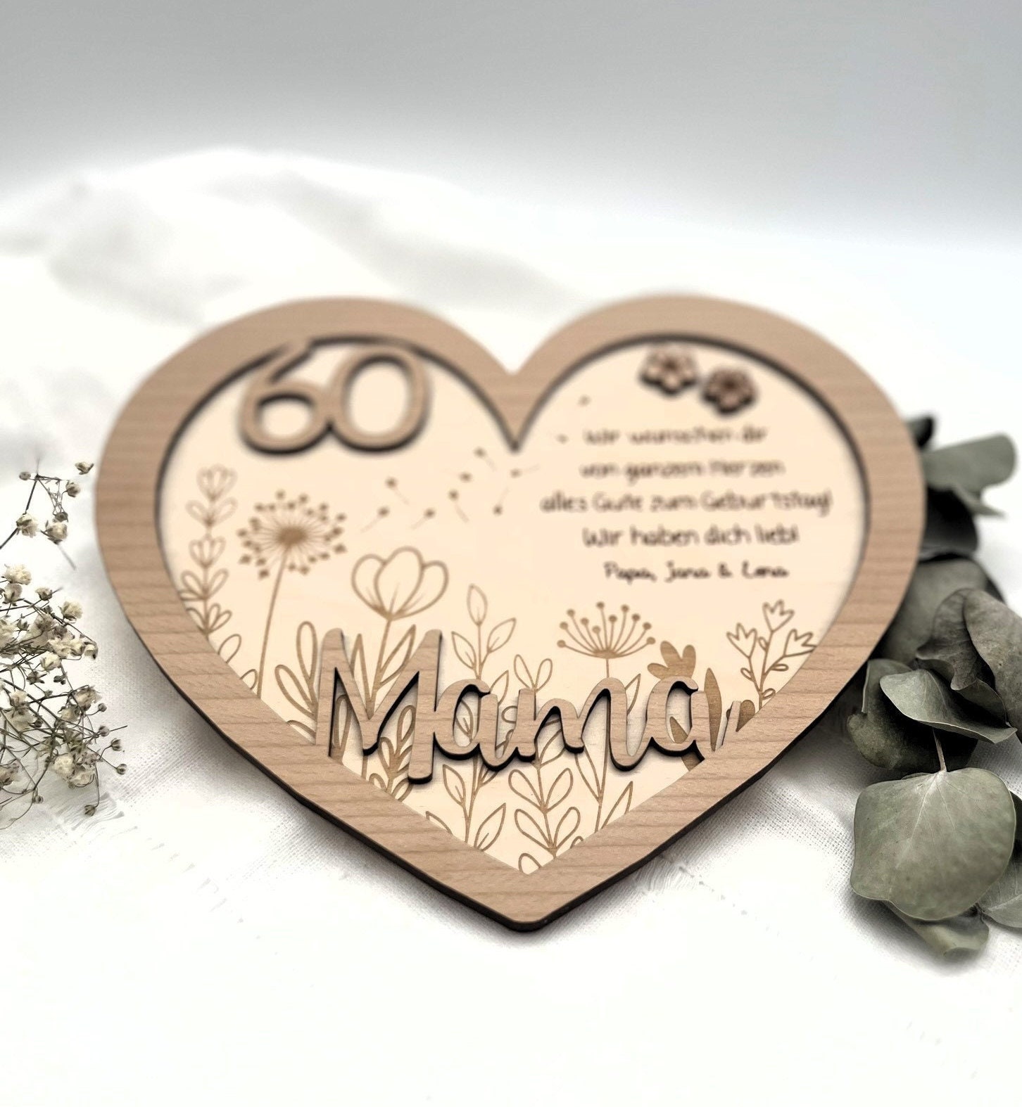 Personalisiertes Herz-Geschenk Für Mama – Mit Ständer, Klares Design, Von Designs By Tonia