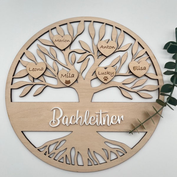 Familienbaum Holz Deko. Stammbaum Wand personalisiert. Geschenk Familie. Einzug Geschenk. Namen Familienmitglieder. Hochzeitsgeschenk Eltern