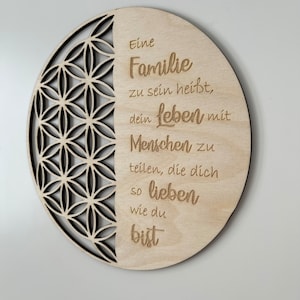 Lebensblume Holz. Spruch Familie. Geschenk Mama Oma Freundin
