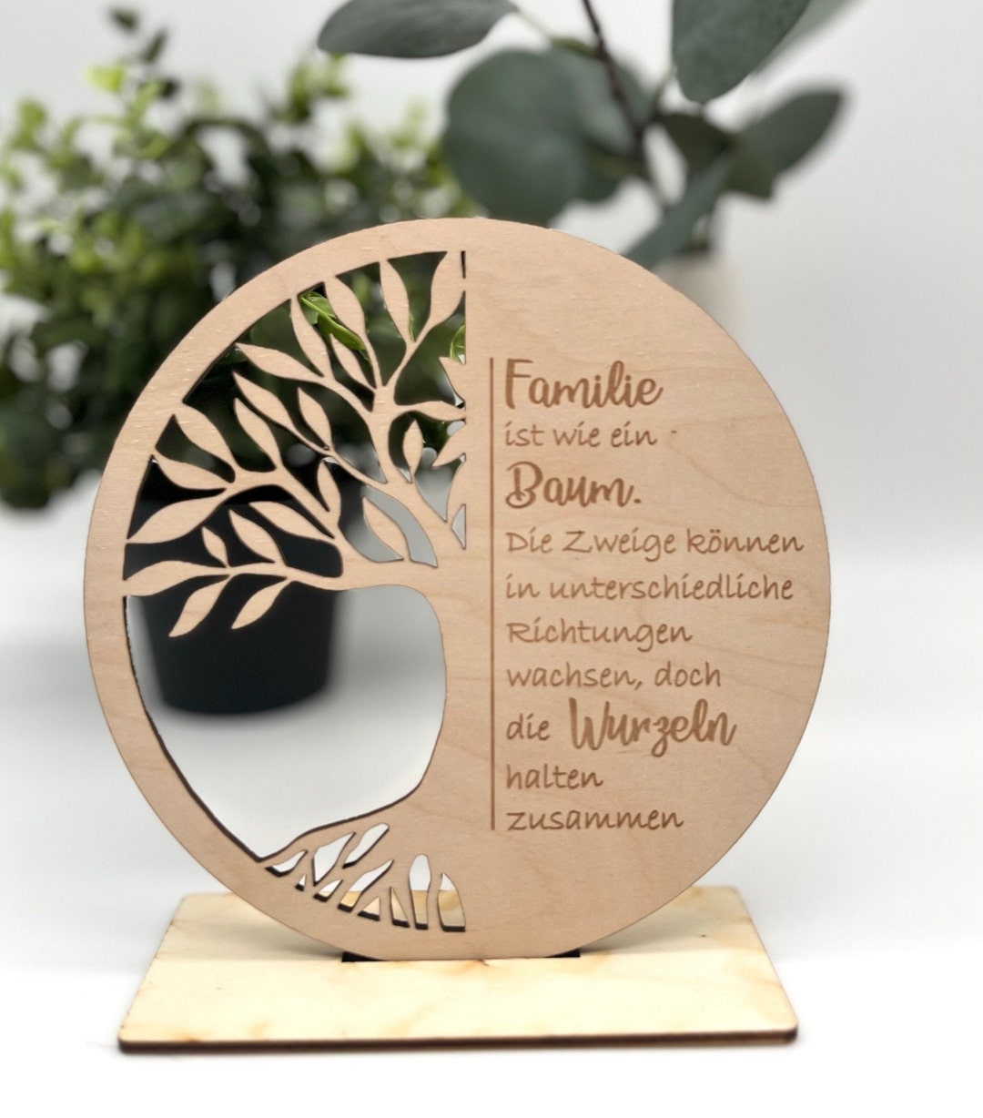 Baum des Lebens Holz. Lebensbaum. Familie Geschenk. Familienspruch