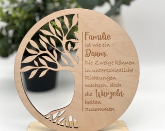 Baum des Lebens Holz. Lebensbaum. Familie Geschenk. Familienspruch. Baum des Lebens personalisiert. Familienschild mit Spruch. Weihnachten