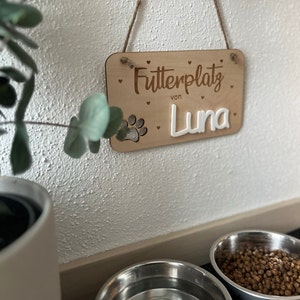 Nameplate dog food bowl. Dog feeding place sign. Dog food personalized. Dog accessories. Pet dog sign. Dog door sign.