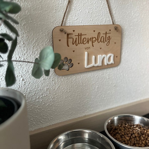 Namensschild Hund Futternapf. Schild Hund Fressplatz. Hund Fressen personalisiert. Hund Zubehör. Haustier Hundeschild. Türschild Hund.