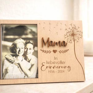 Bilderrahmen zur Erinnerung an Verstorbene. In liebevoller Erinnerung Foto. Trauergeschenk. Rahmen aus Holz für Foto mit Spruch Trauer.