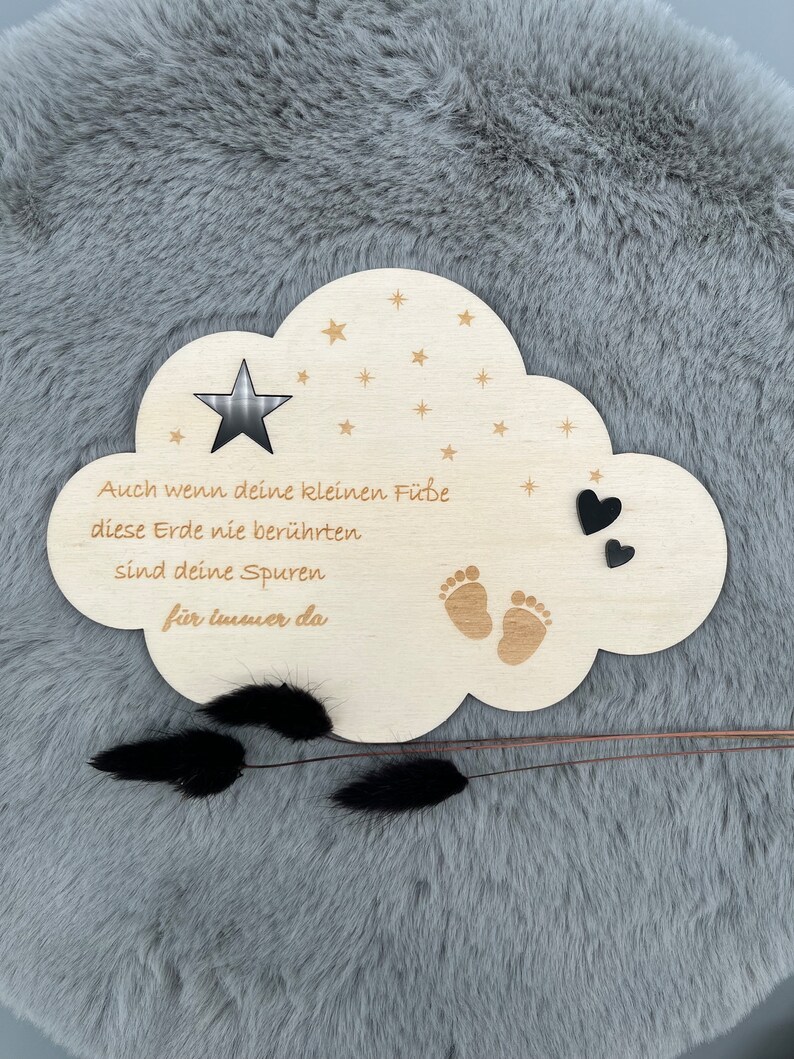 Sternenkinder Andenken Set - Trostlicht In Holzbox Mit Schutzengel Gravur & Trockenblumen