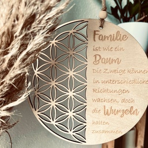 Lebensblume Holz. Spruch Familie. Geschenk Mama Oma Freundin
