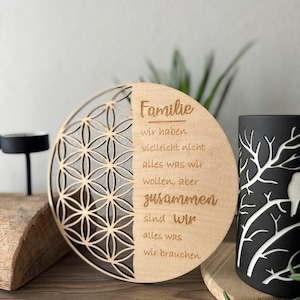 Lebensblume Holz. Spruch Familie. Geschenk Mama Oma Freundin
